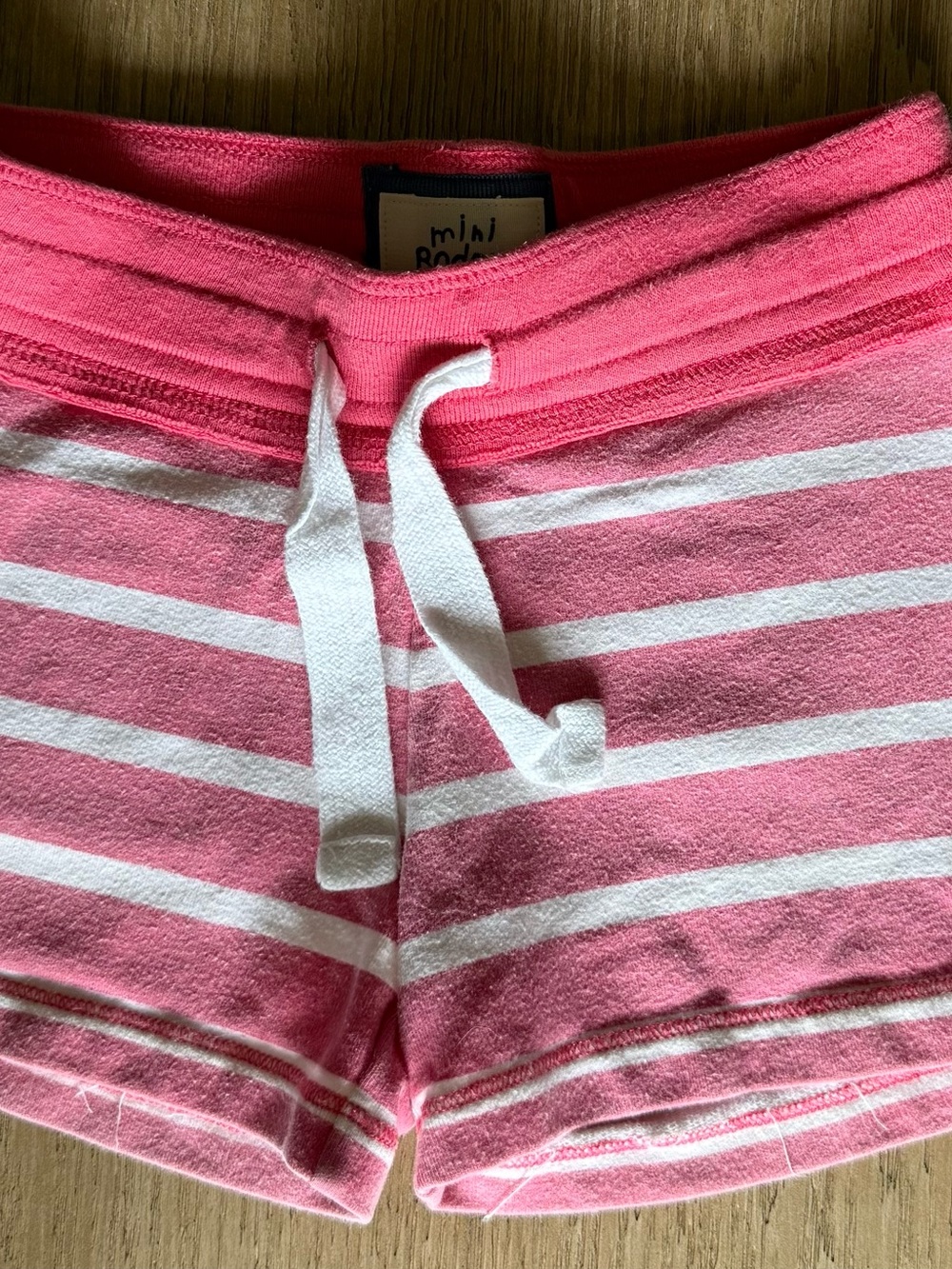 Mini Boden Girls' Pink White Striped Shorts 5Y